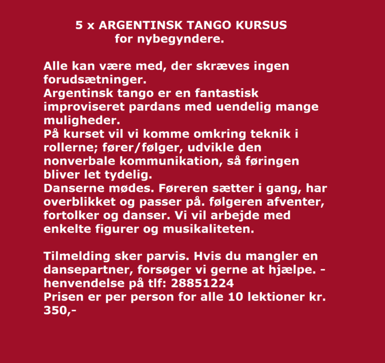Undervisning, Argentinsk tango, Mariagerfjord Terapi